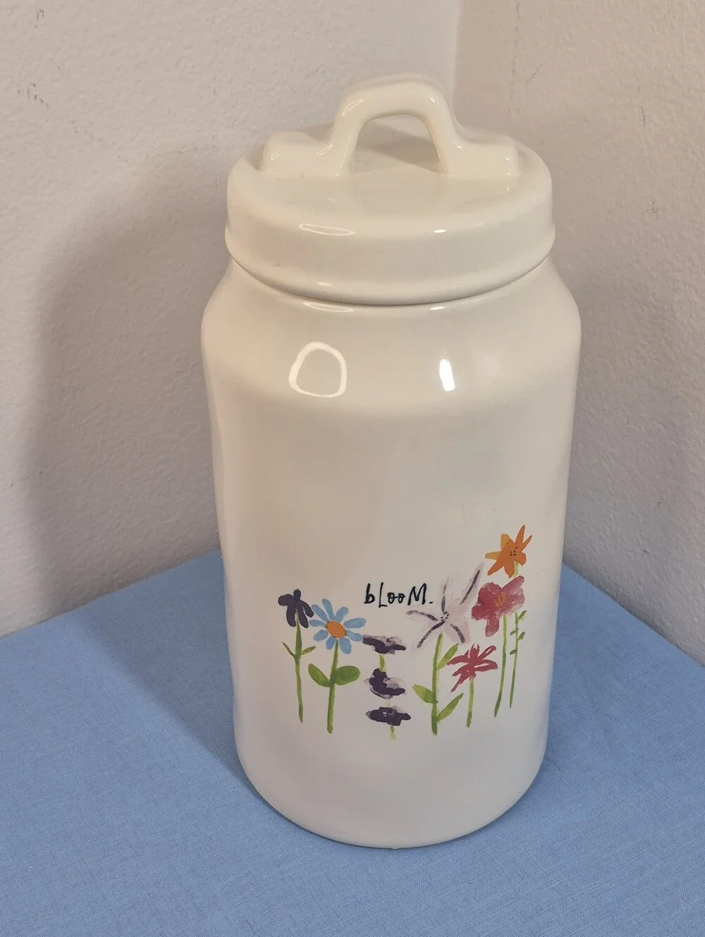 Rae Dunn Artisan Collection by Magenta Bloom Watercolor Canister w/Lid 9.5